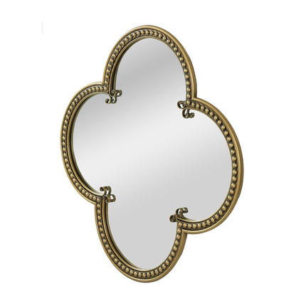 Quatrefoil Mirror with Large Beaded Metal Frame