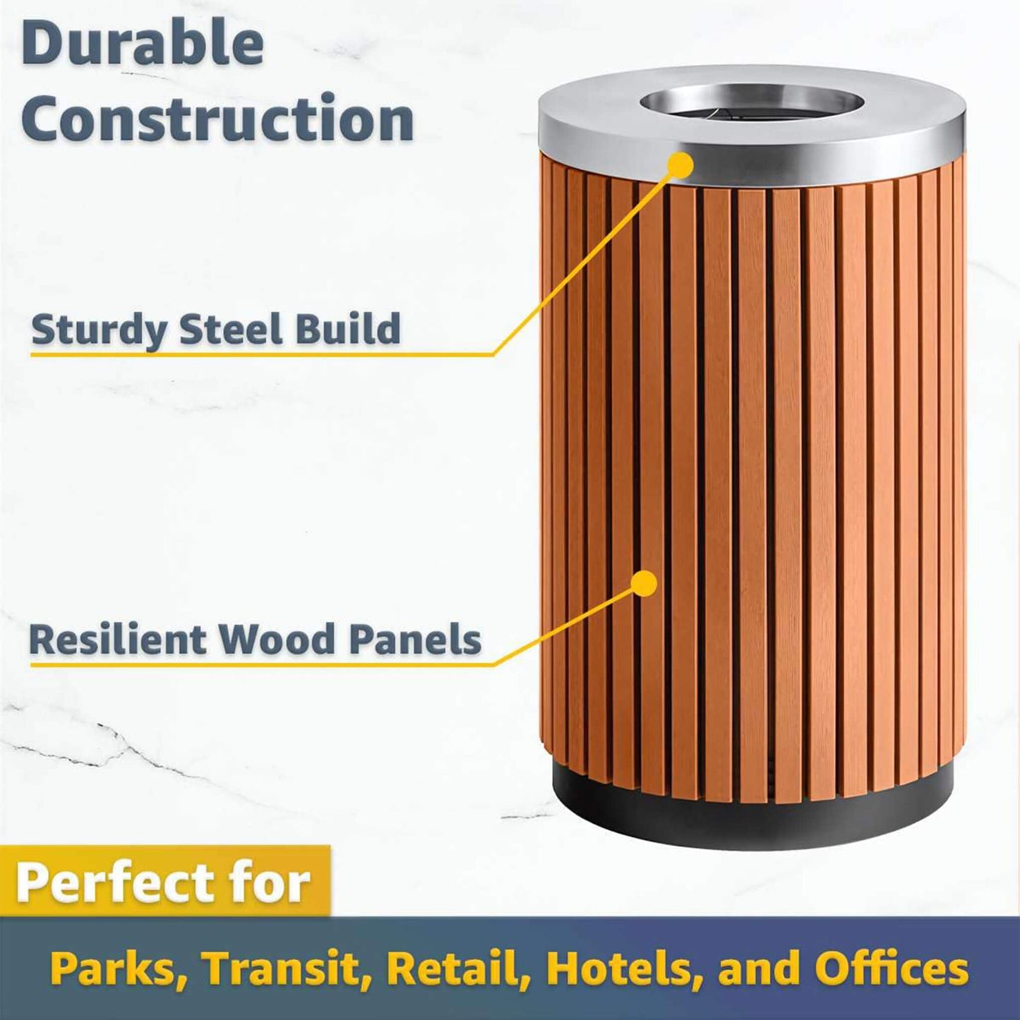 17-Gallon Commercial Round Outdoor Trash Can With Open Lid (SAK18520)