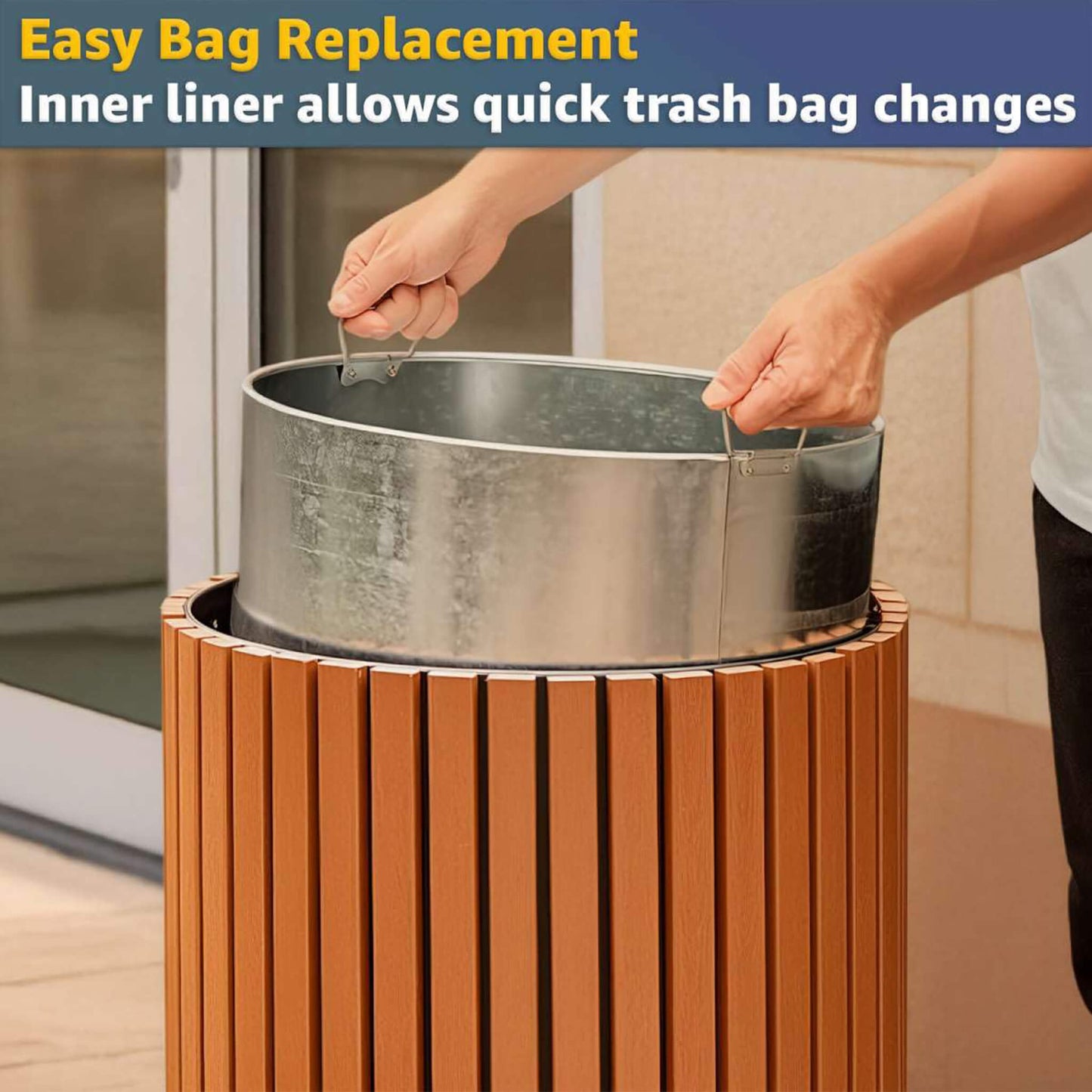 17-Gallon Commercial Round Outdoor Trash Can With Open Lid (SAK18520)