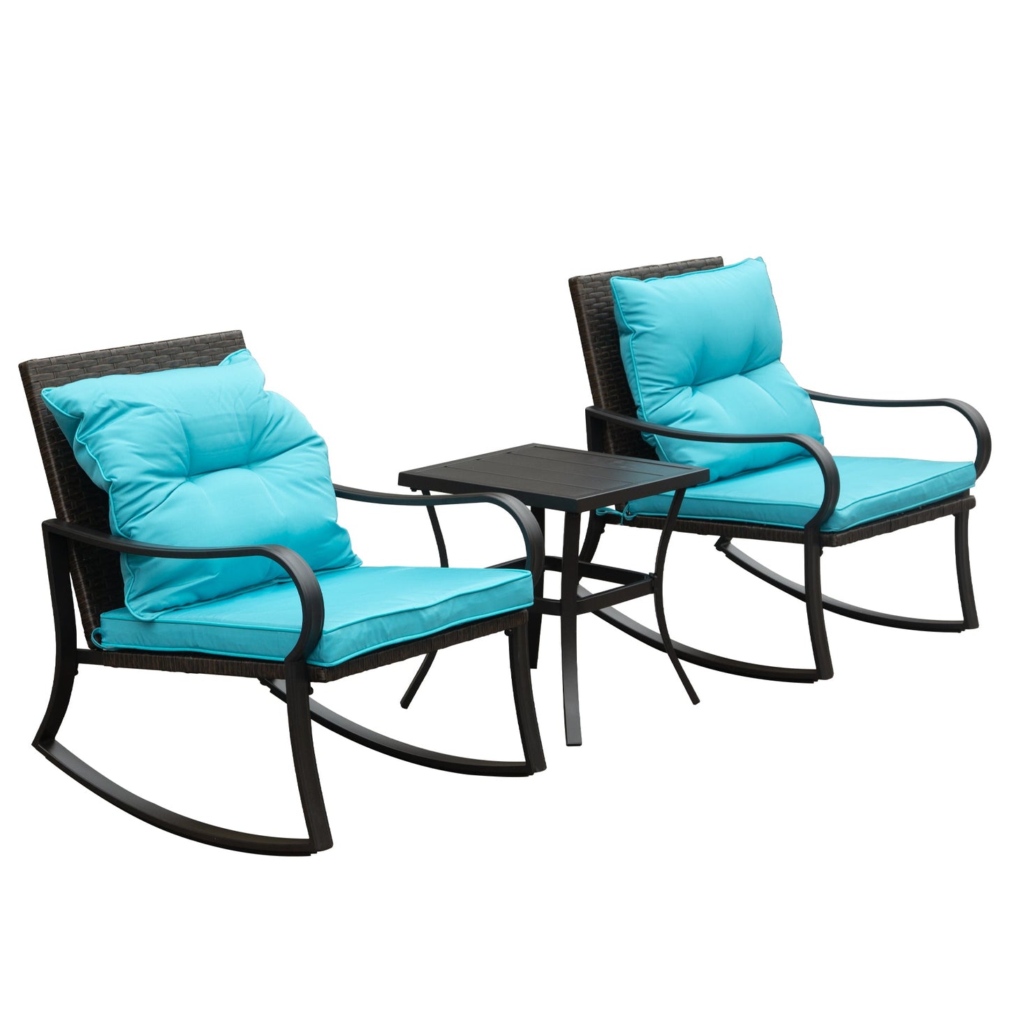 Metal 2-Person Outdoor Patio Rocking Seating Group with Cushions