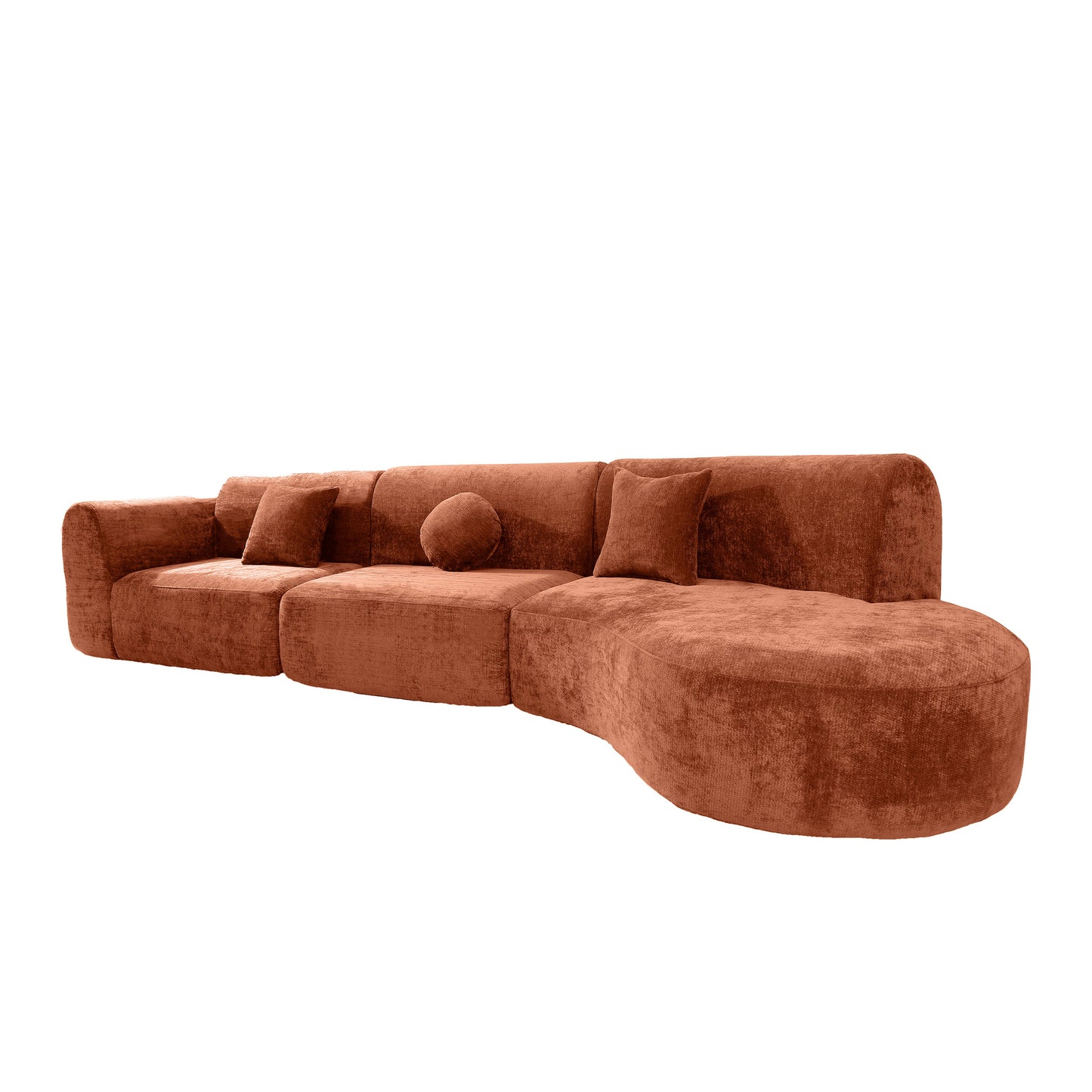 140" Modern Curved Sectional Sofa with Chaise Lounge