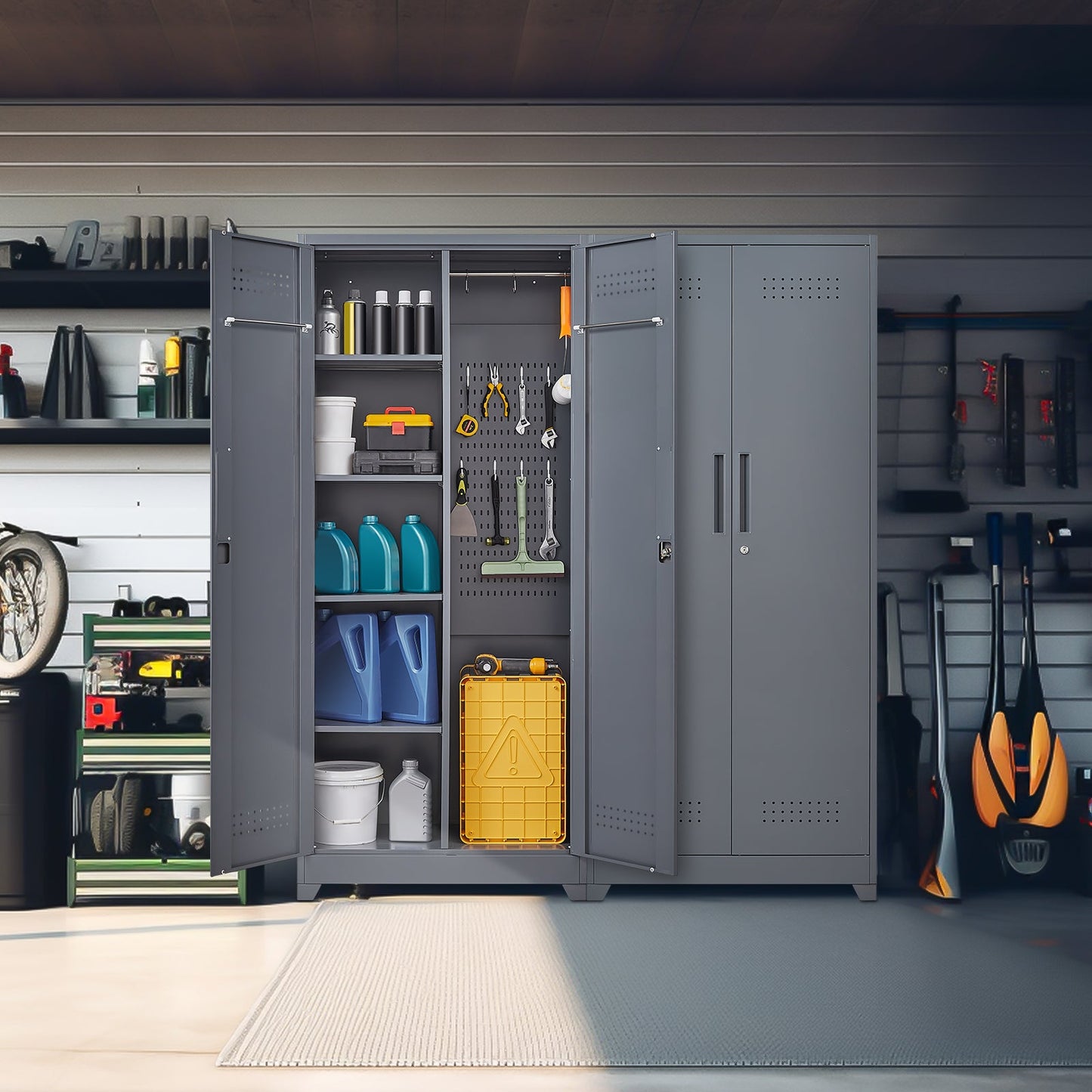 Gray And Metal Storage Cabinet