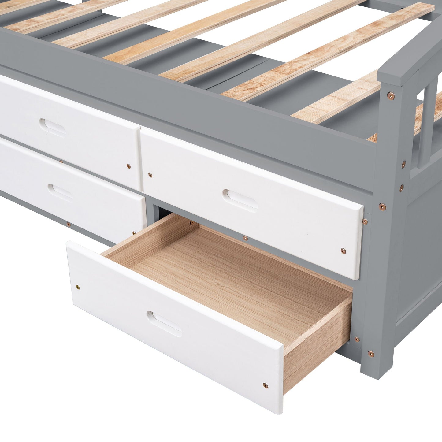 Platform Storage Bed Solid Wood Bed With 6 Drawers