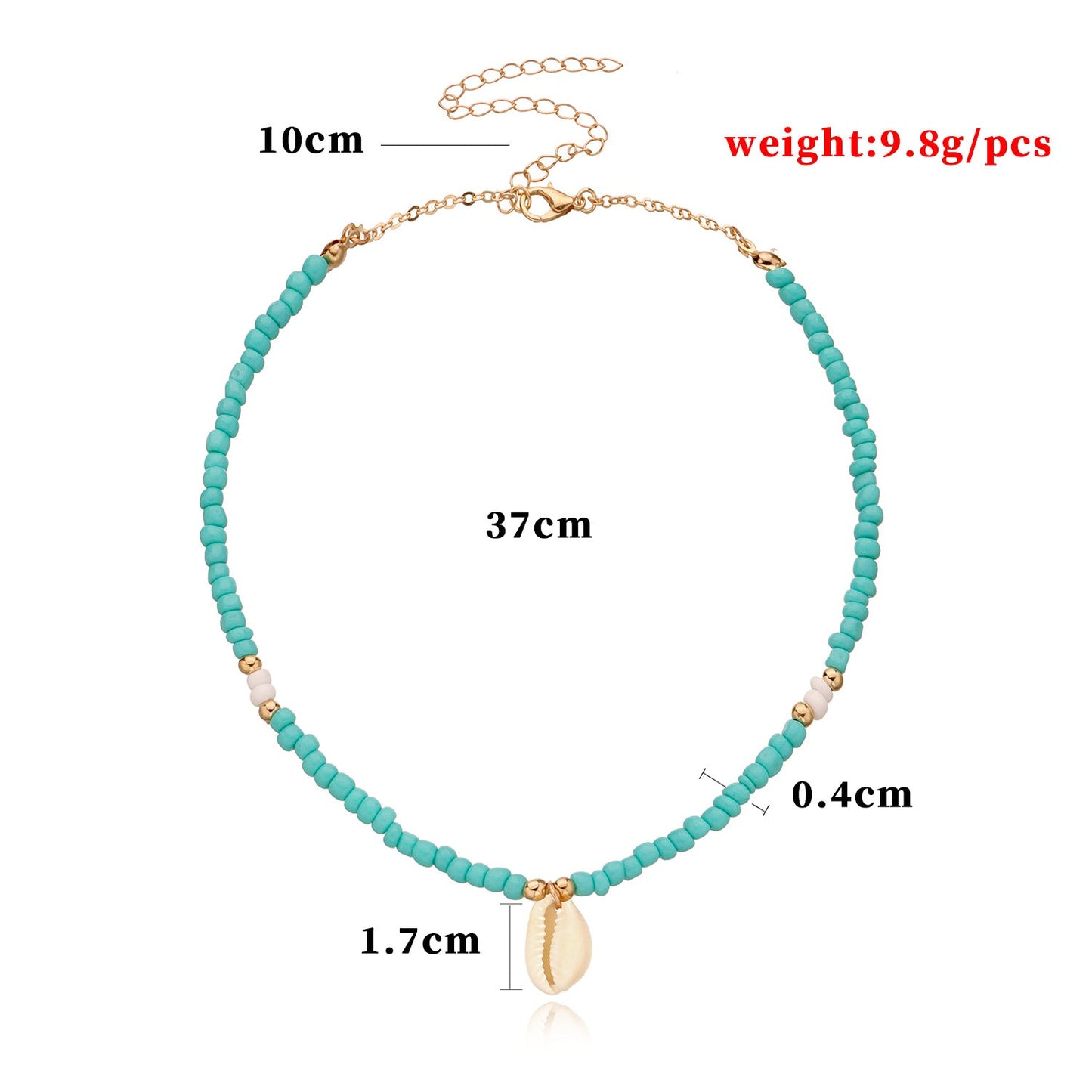 Blue Coconut Sea Shell Conch Pendant Necklace