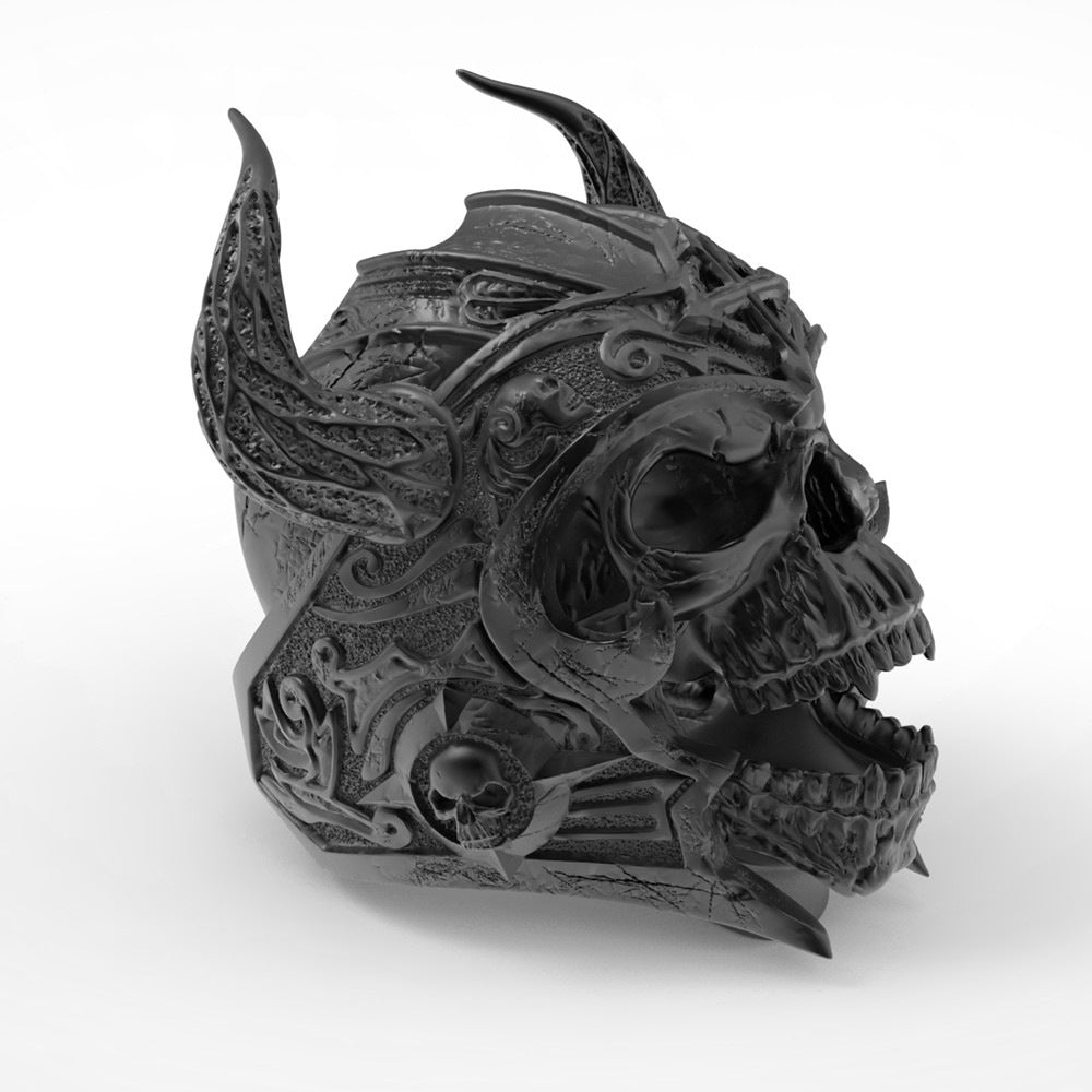 Exaggerated Personality Bull-horn Skull Ring