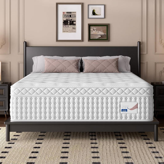 14" King Hybrid Mattress, Memory Foam & Pocket Spring Bed