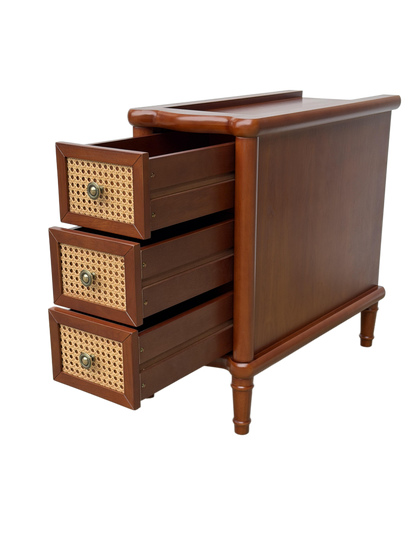 Rattan Narrow Side Table with 3 Drawers