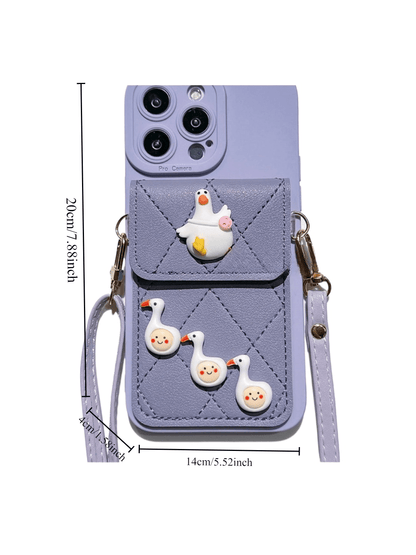 IPhone14promax/13pro , Wallet Phone Case Cute Leather Case With Card Holder Crossbody Cover For Women Girls Strap Wristlet RFID Blocking Shockproof Protective Cover