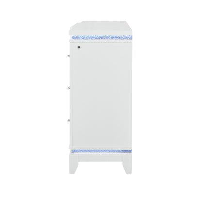 Adalid - Dresser With LED Light And Glittered Drawer Fronts - White