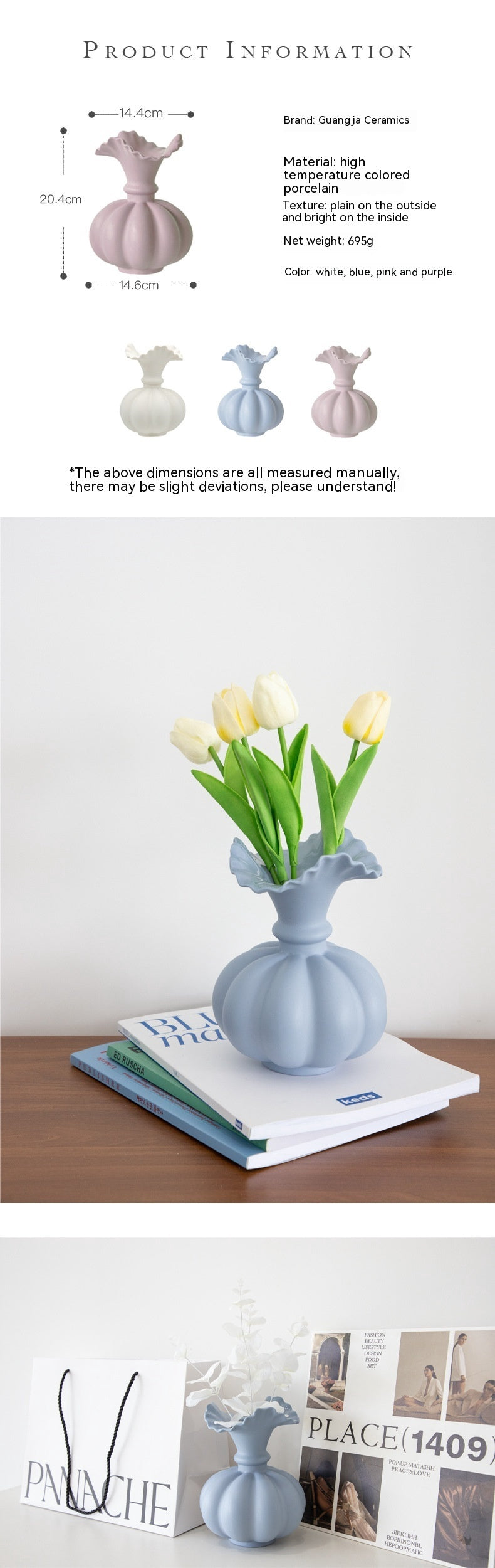 Creative Ceramic Vase Nordic Style Ins Living Room Flower Arrangement Soft Home Decoration