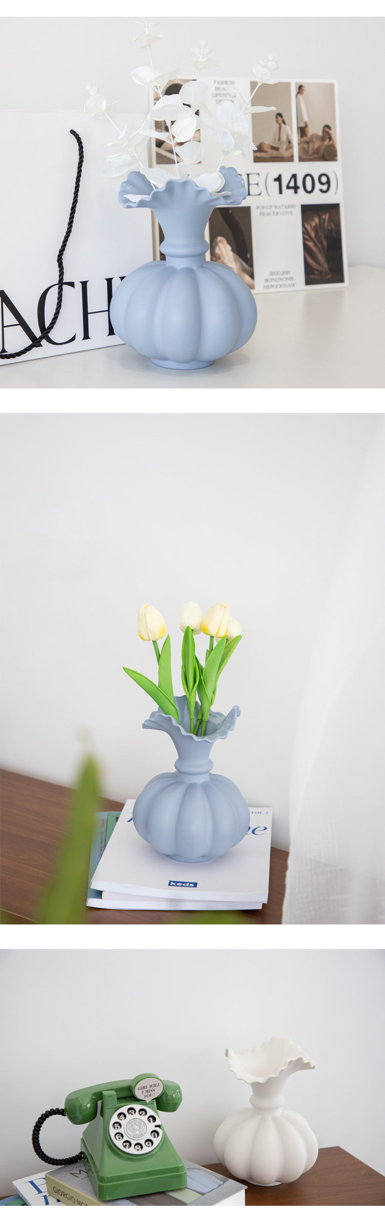 Creative Ceramic Vase Nordic Style Ins Living Room Flower Arrangement Soft Home Decoration
