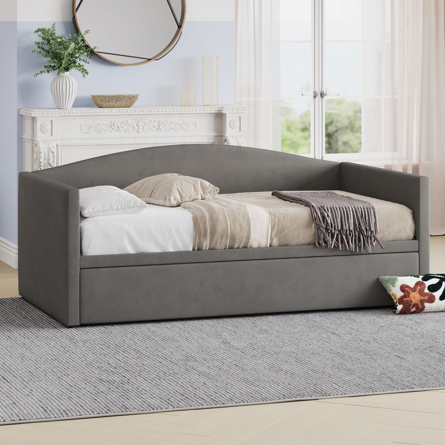 Daybed With Pop Up Trundle, Upholstered Sofa Bed