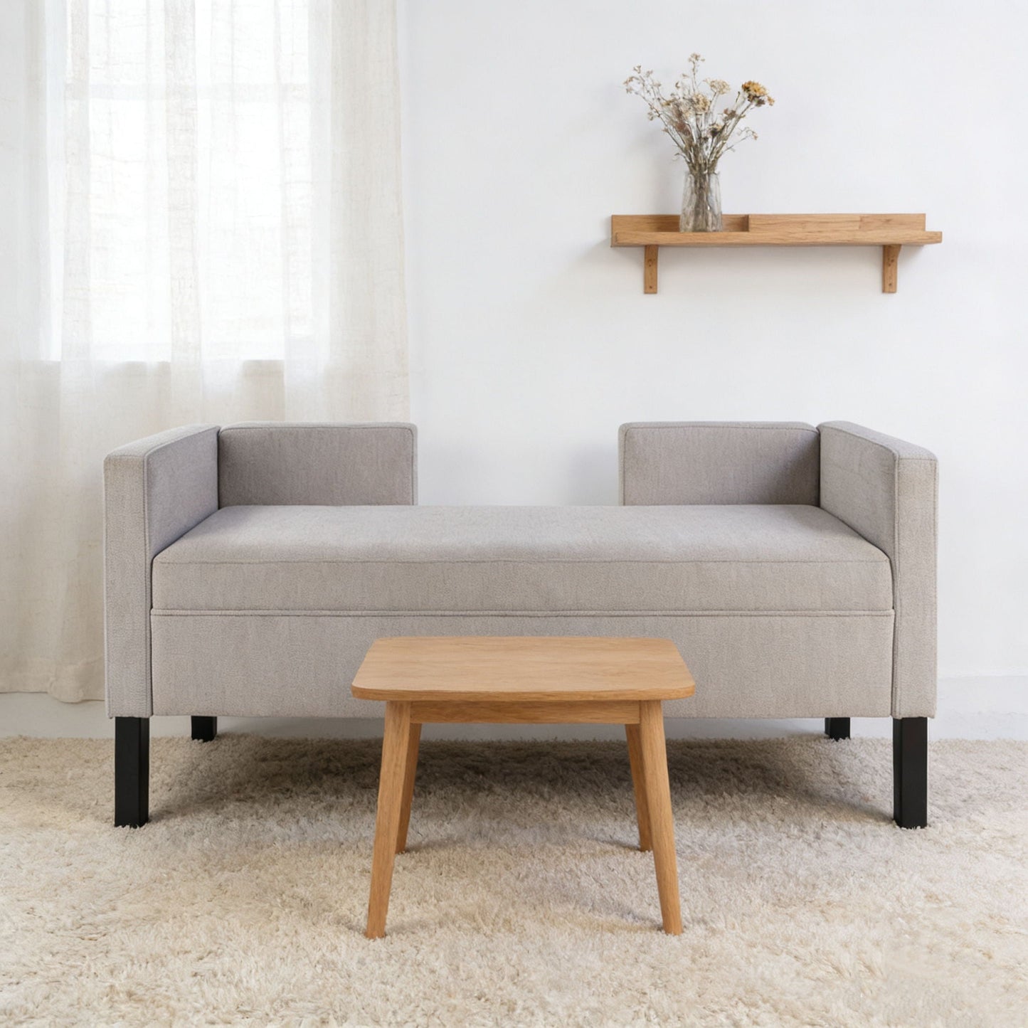 Upholstered Ottoman With 2 Bolster Pillows For Living Room - Gray