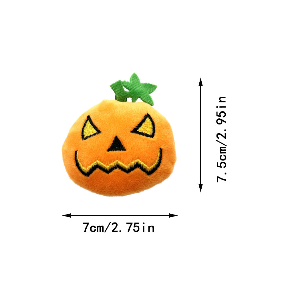 Pumpkin Ghost Face Shape Halloween Cat Toy Bite-resistant Molar Relieving Stuffy Pet