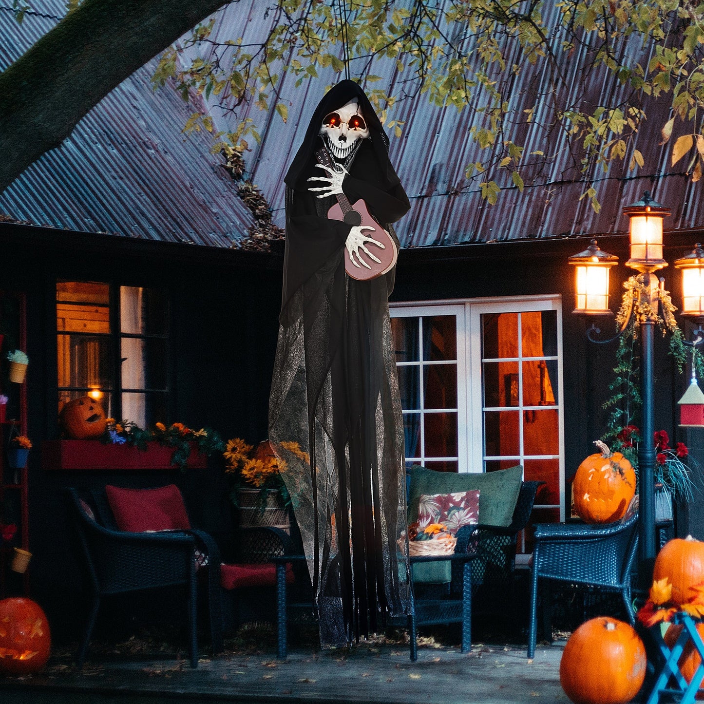 4.3' Animated Grim Reaper Guitarist with Motion and Sound Activation
