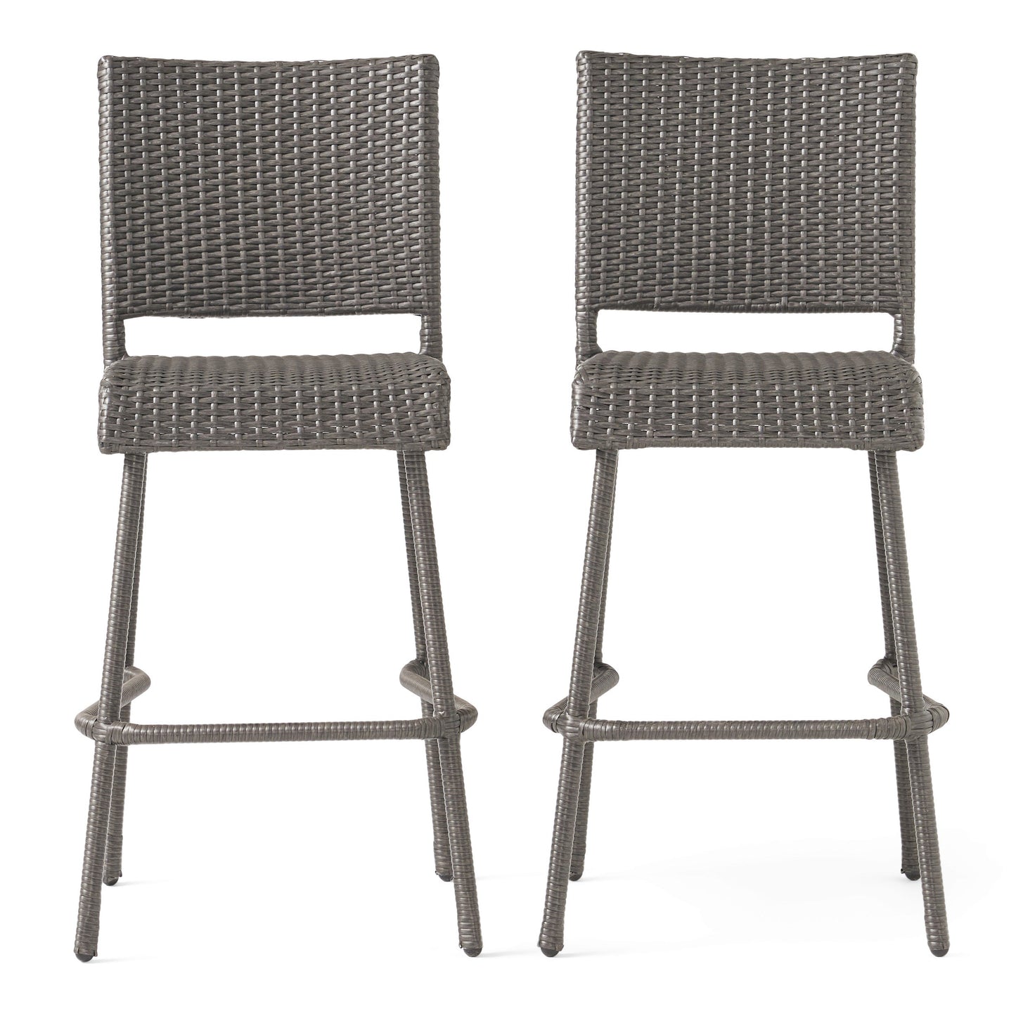 29" Outdoors PE Rattan Armless Barstools, Set of 2