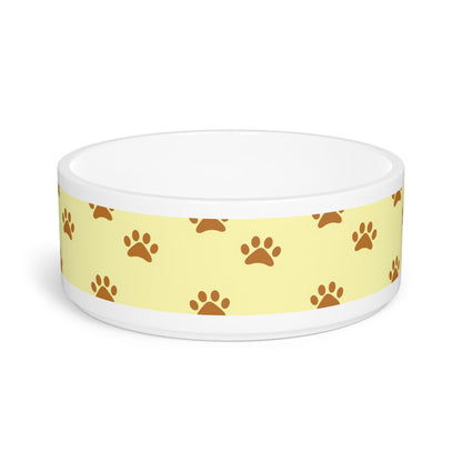 Golden Pawprints on Buttercream Sky - Pet Bowl