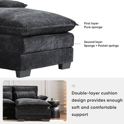 Modern U-Shaped Sectional Sofa with Console and USB Charger