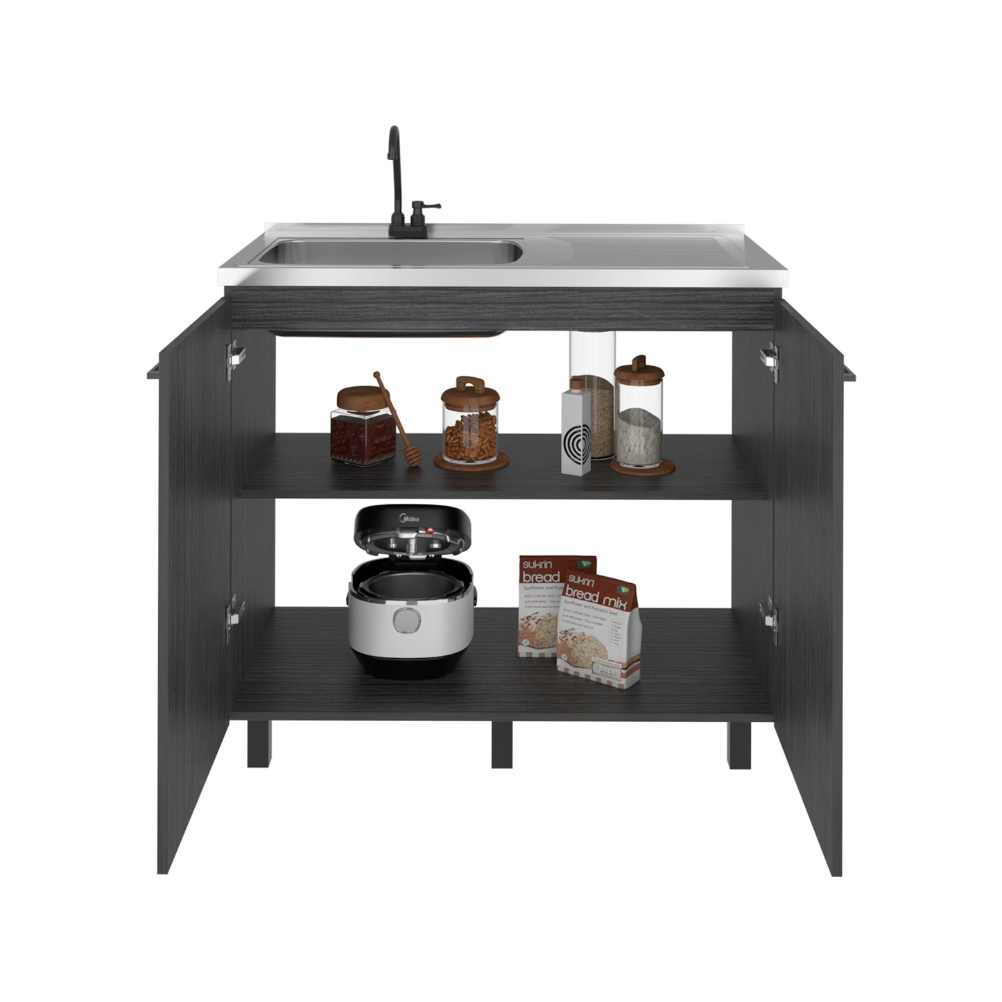 Gold Utility Sink Cabinet with 2 Doors and 3 Shelves