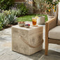 Outdoor Wood Grain Square MGO Side Table with Simulated Braided Cord