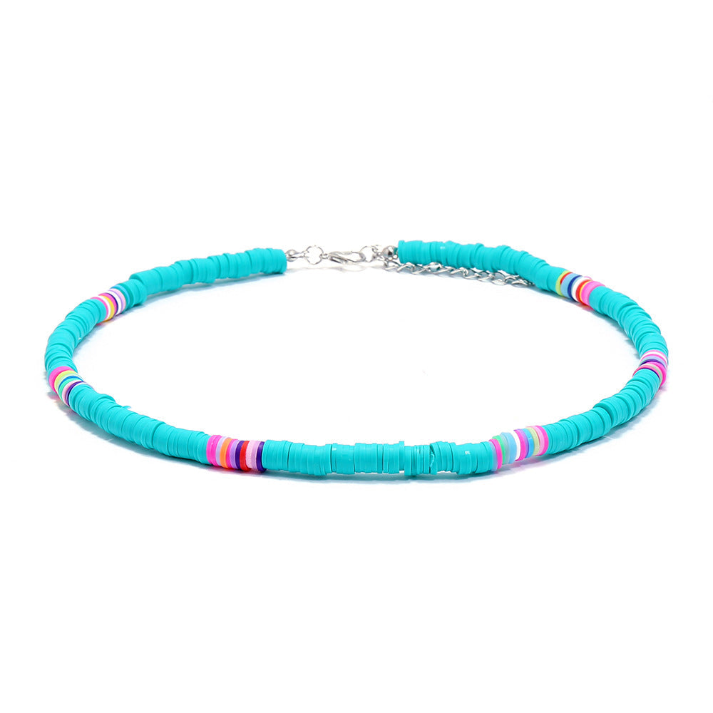 Handmade String Polymer Clay Beads Choker Necklace