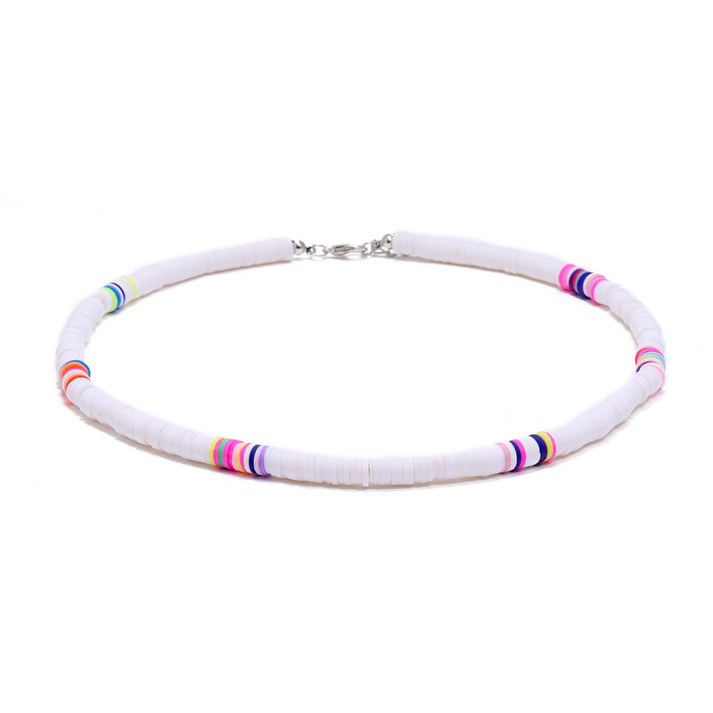 Handmade String Polymer Clay Beads Choker Necklace