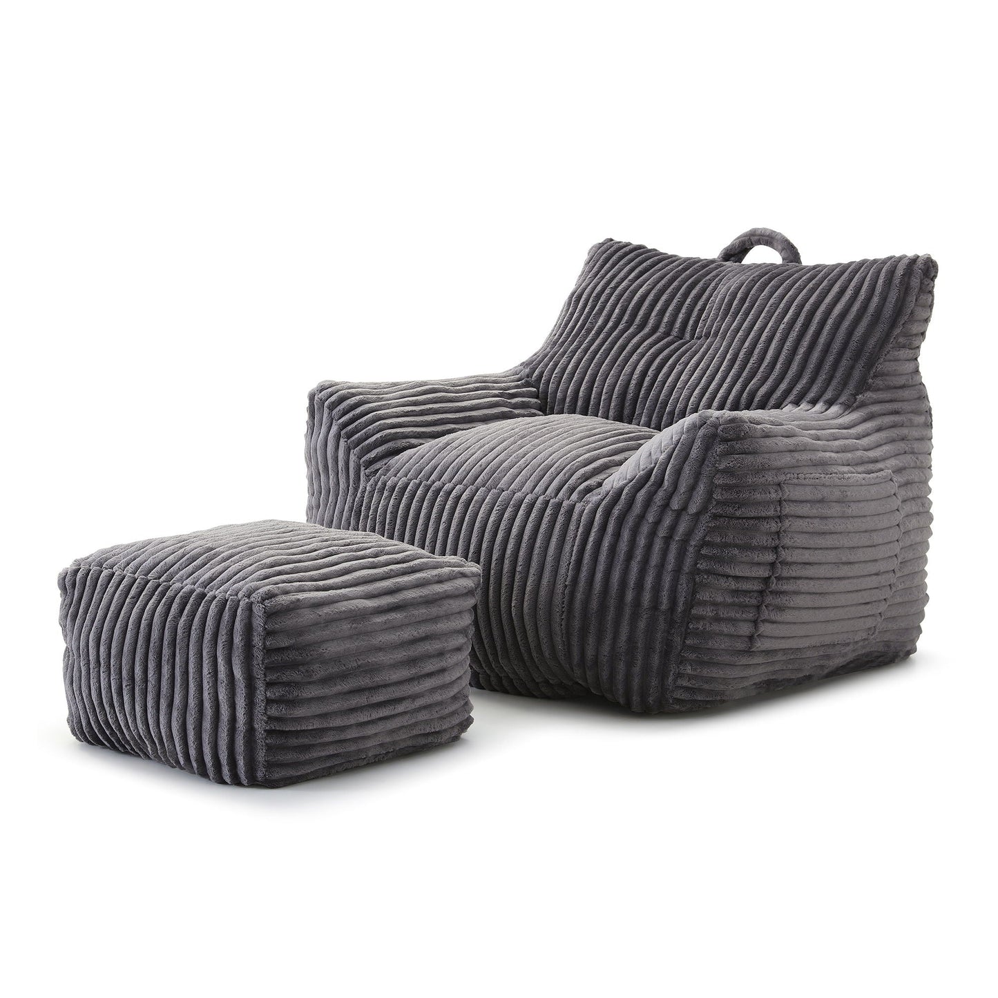 Giant Bean Bag Chair With Armrests And Footstool
