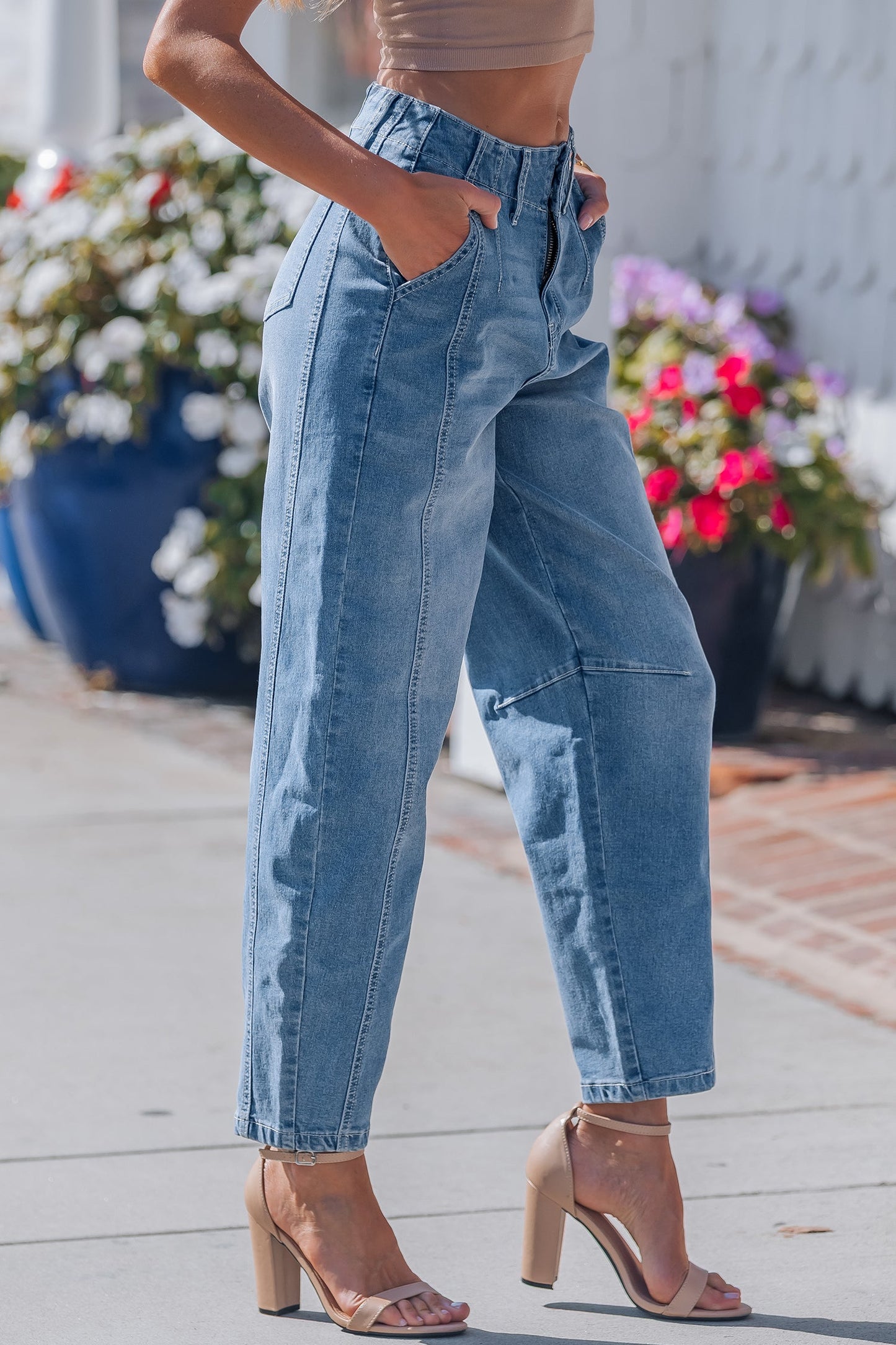 Hana Wash Cuffed Barrel Jeans
