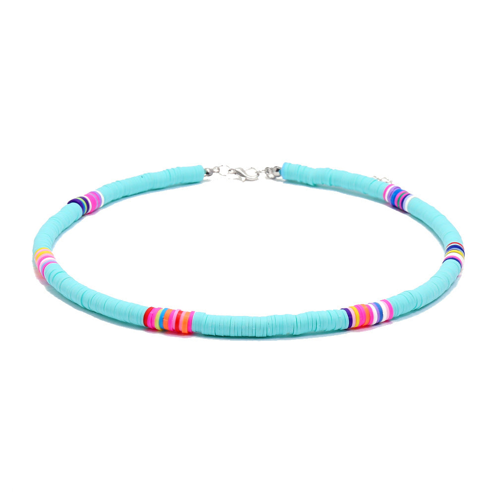 Handmade String Polymer Clay Beads Choker Necklace