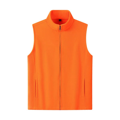 Zipper Stand Collar Double-sided Fleece Cardigan Fleece Vest
