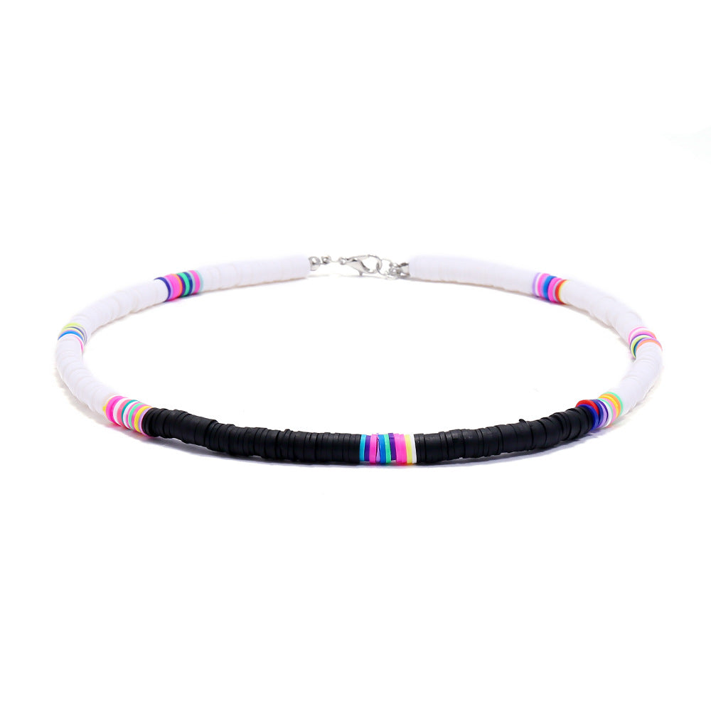 Handmade String Polymer Clay Beads Choker Necklace
