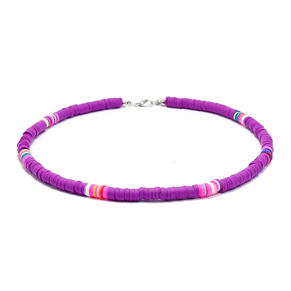 Handmade String Polymer Clay Beads Choker Necklace