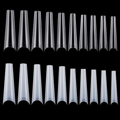 500Pcs False Nail Tips C Curve Half Cover French Nails Extra Long Fake Finger Nails For Nail Art Salons Home DIY 10 Sizes