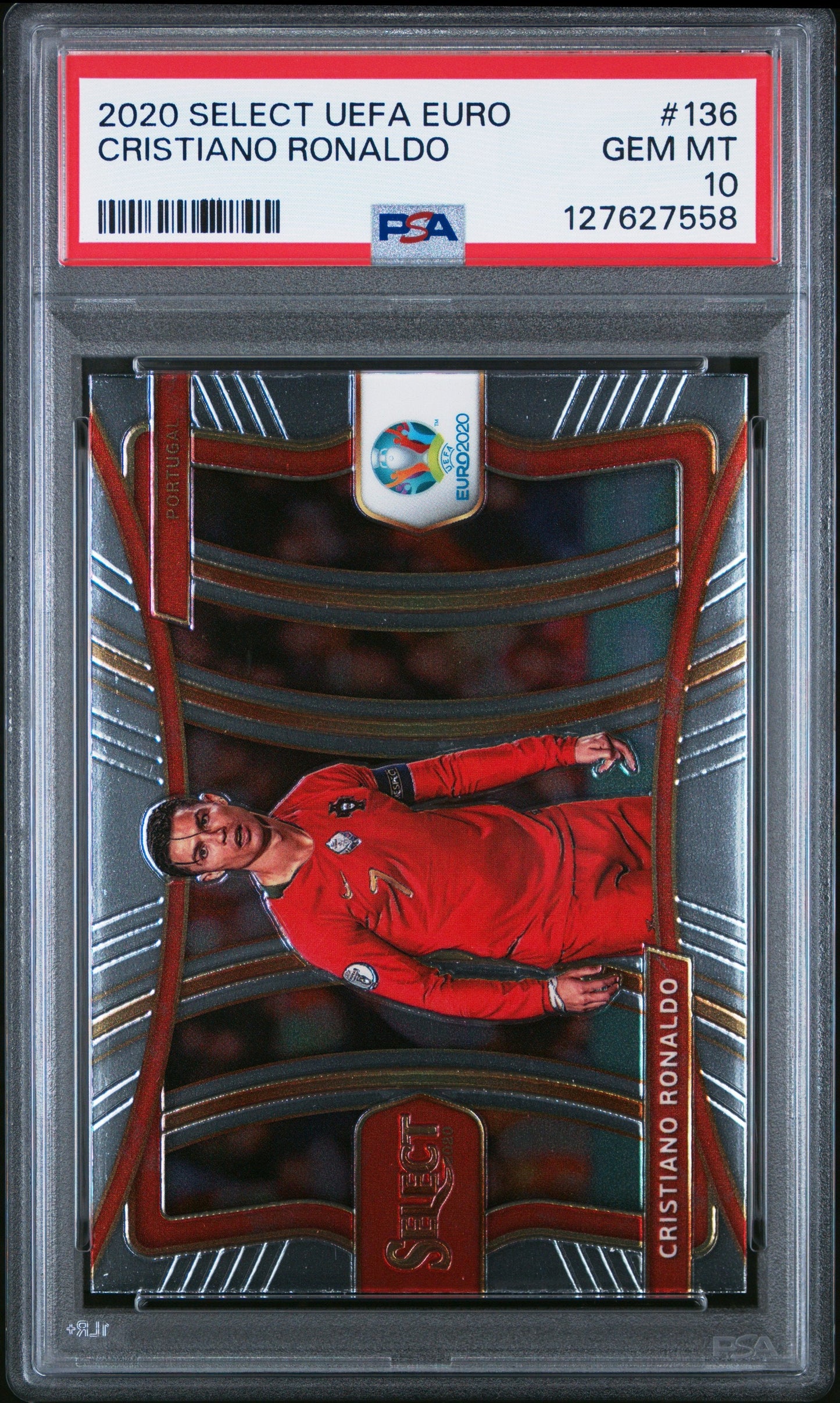 Graded 2020 Panini Select UEFA Euro Cristiano Ronaldo #136 Portugal Soccer Card PSA 10 Gem Mint