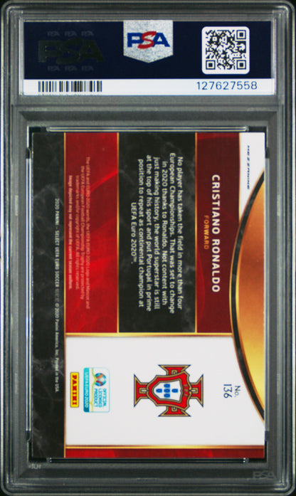 Graded 2020 Panini Select UEFA Euro Cristiano Ronaldo #136 Portugal Soccer Card PSA 10 Gem Mint