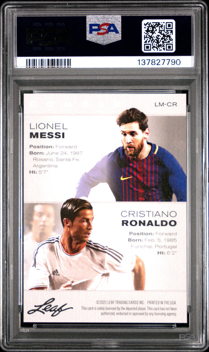 Graded 2022 Leaf Special Release Lionel Messi Cristiano Ronaldo #LMCR Exclusive Legends Edition Soccer Card PSA 10 Gem Mint