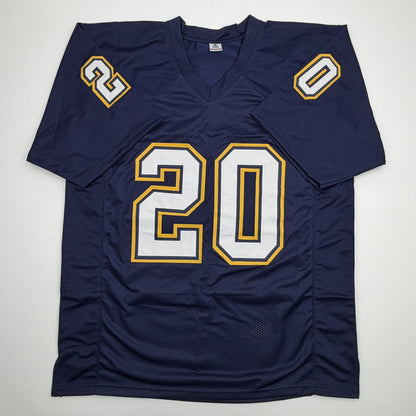 Autographed/Signed Natrone Means Los Angeles San Diego Navy Blue Football Jersey Beckett BAS COA