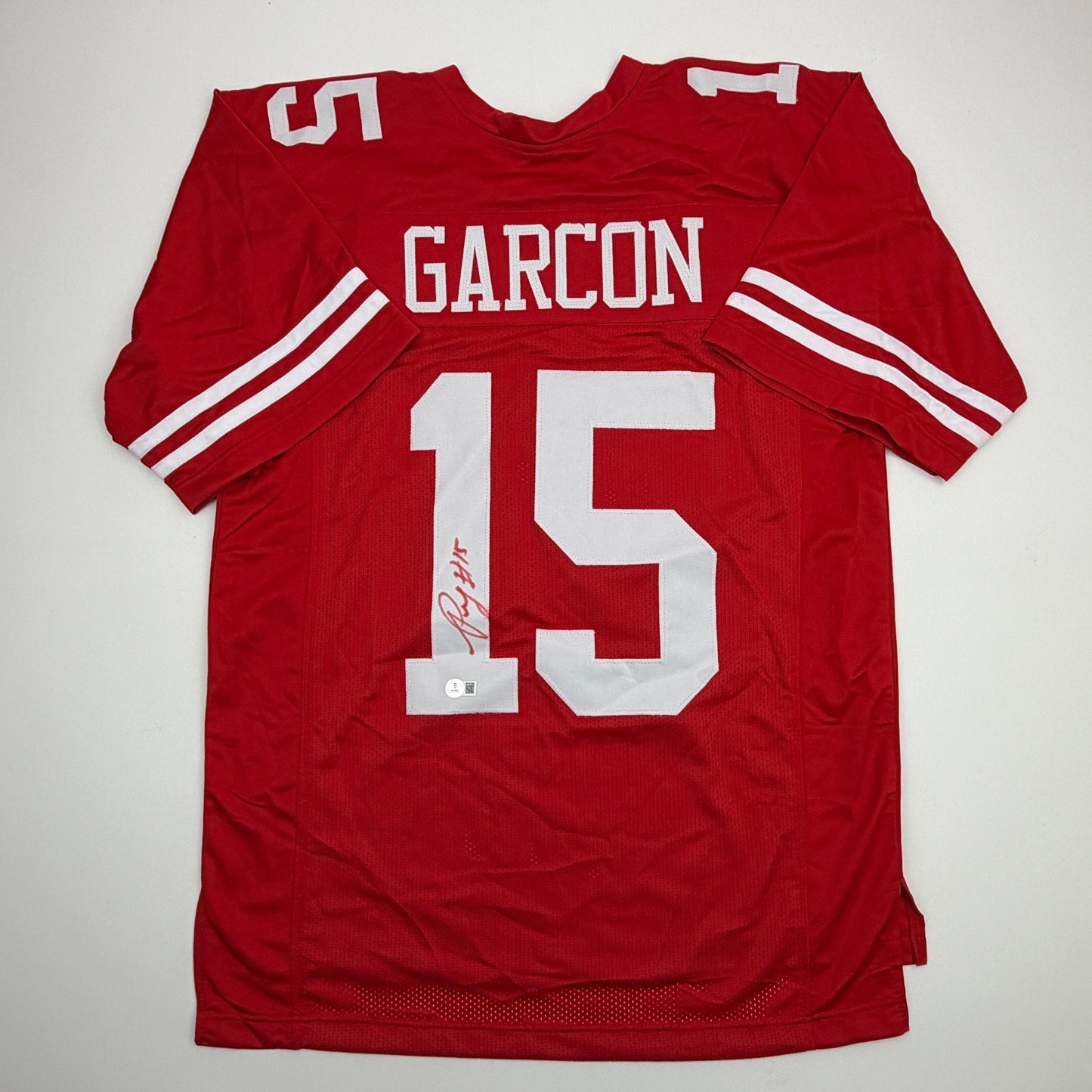 Autographed/Signed Pierre Garcon San Francisco Red Football Jersey Beckett BAS COA