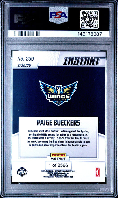 Graded 2025 Panini Instant Paige Bueckers #239 Rookie RC Basketball Card PSA 9 Mint