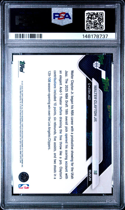 Graded 2025 Topps Now Walter Clayton Jr. #16 Rookie RC Basketball Card PSA 8 Near Mint