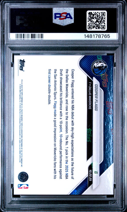 Graded 2025 Topps Now Cooper Flagg #6 Rookie RC Basketball Card PSA 8 Near Mint