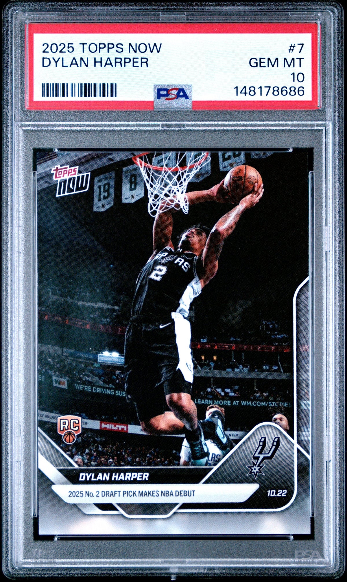 Graded 2025 Topps Now Dylan Harper #7 Rookie RC Basketball Card PSA 10 Gem Mint