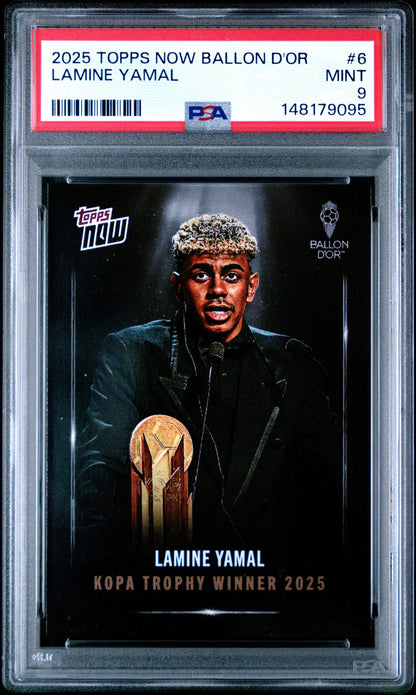 Graded 2025 Topps Now Ballon d'Or Lamine Yamal #6 Soccer Card PSA 9 Mint