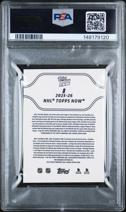 Graded 2025 Topps Now Matthew Schaefer #8 Rookie RC Hockey Card PSA 10 Gem Mint