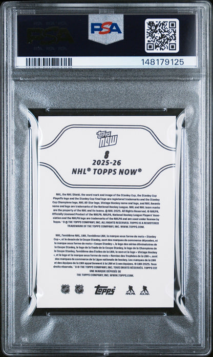Graded 2025 Topps Now Matthew Schaefer #8 Rookie RC Hockey Card PSA 9 Mint