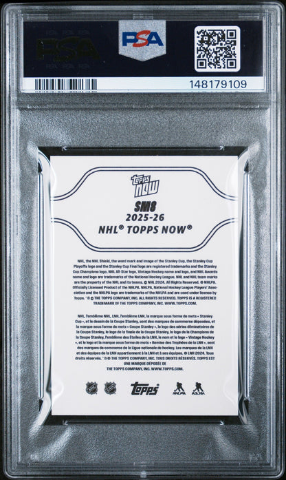 Graded 2025 Topps Now Matthew Schaefer #SM8 Signature Moments Rookie RC Hockey Card PSA 10 Gem Mint