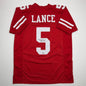 Autographed/Signed Trey Lance San Francisco Red Football Jersey Beckett BAS COA