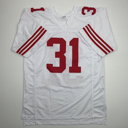 Autographed/Signed Donte Whitner San Francisco White Football Jersey Beckett BAS COA