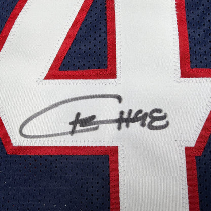 Autographed/Signed Christian Harris Houston Blue Football Jersey Beckett BAS COA