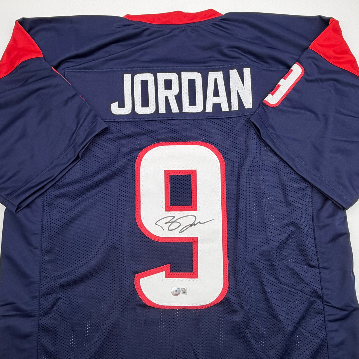 Autographed/Signed Brevin Jordan Houston Blue Football Jersey Beckett BAS COA